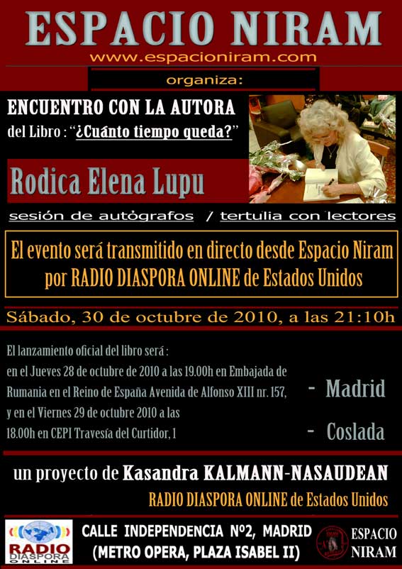 Presentación del libro “¿Cuánto tiempo queda?” de Rodica Elena Lupu